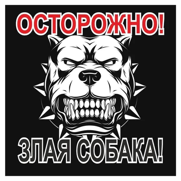 Наклейка 150х150мм "Осторожно! Злая собака" (вид 2), Арт рэйсинг