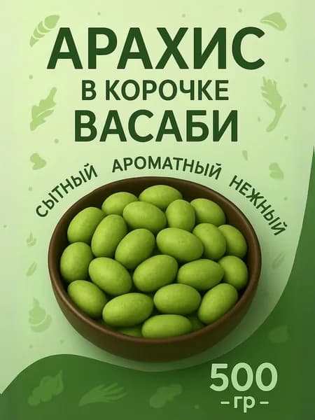 Орехи жареный арахис в корочке васаби, 500 г