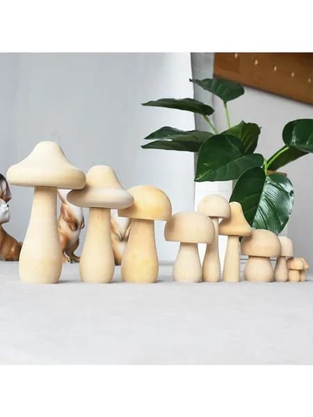 Деревянная игрушка-гриб домик, набор эко-фигурок, 10 см