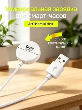 Беспроводная магнитная зарядка для смарт часов круглая универсальная Анти-магнит