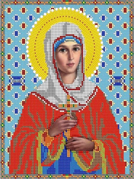 Схема для вышивки(без бисера) на ткани с нанесенным рисунком Светлица, Именная Икона Св. Марина 12х16 см