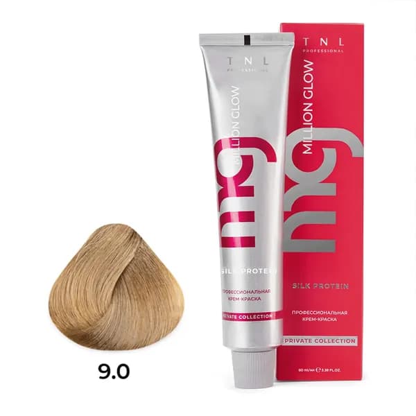 TNL, Million glow Silk protein - крем-краска для волос (9.0 Очень светлый блонд), 60 мл
