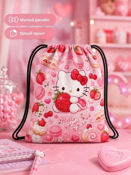 Мешок для обуви с принтом Hello Kitty Сменка для школы и спорта