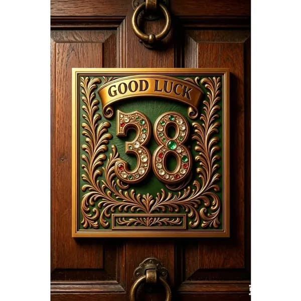 Металлическая табличка на дверь номер 38 винтажная с надписью Good Luck декор входа