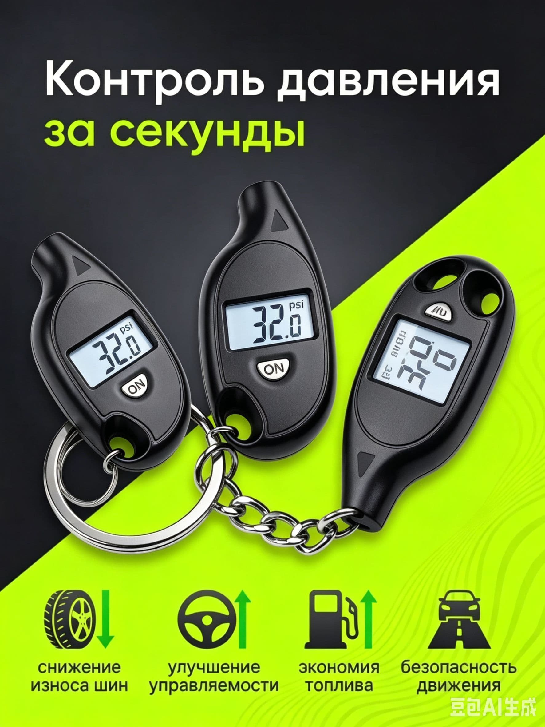 Манометр автомобильный, 1 шт.