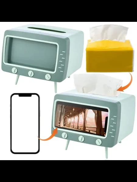 Диспенсер под tissue в форме ТВ с держателем для телефона