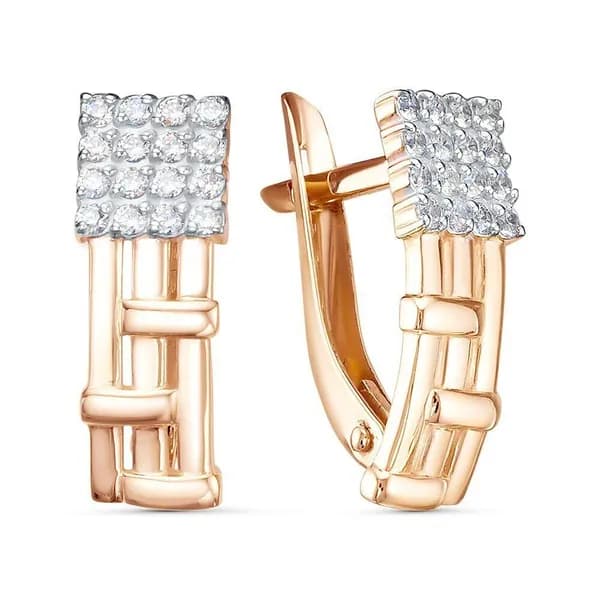 Серьги женские с фианитами из красного золота 375 пробы 585GOLD