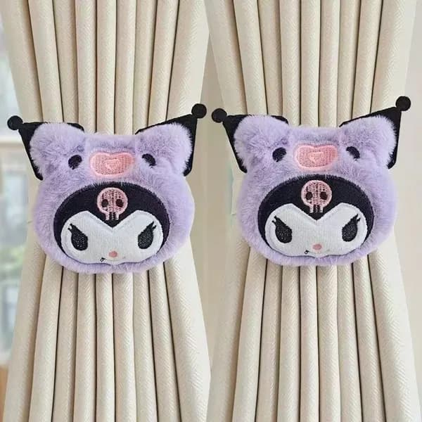 Креативные держатели для штор с милым дизайном Kuromi, 2 шт. Для дома, спальни, гостиной, для тюлевых и тканевых штор, декоративные аксессуары.