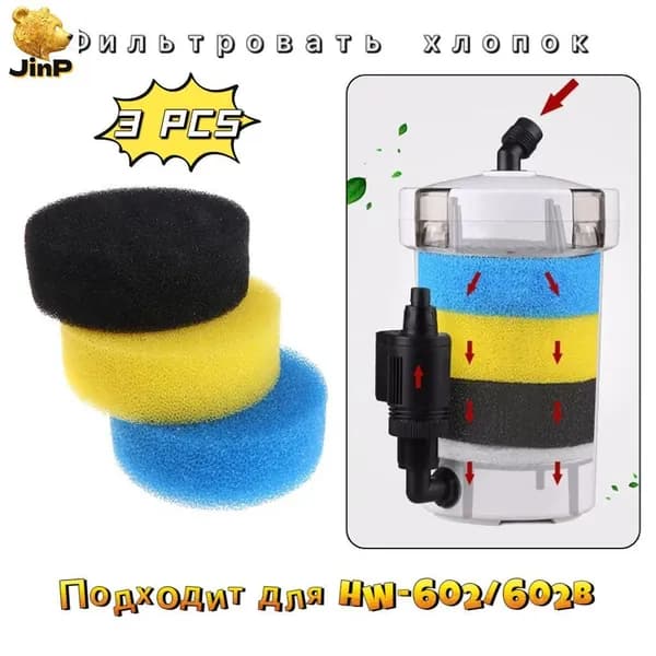 Упаковка из 3 штук, внешний фильтр HW-602/602B с хлопковым фильтром (желтый, синий и черный цвета)