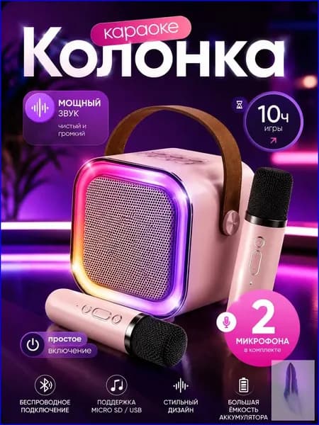 Караоке колонка с двумя микрафонами