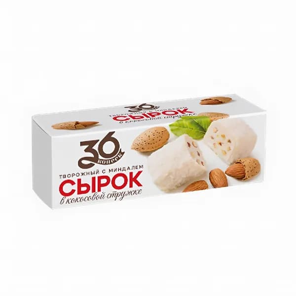 Сырок творожный кокос с миндалем, 40 г, 36 копеек