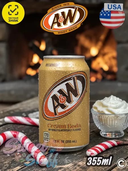 Напиток A&W CREAM SODA газированный 0.355л США