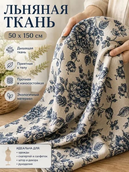 Ткань с цветами хлопка смесовая 50 X 150 см для скатертей штор и рукоделия