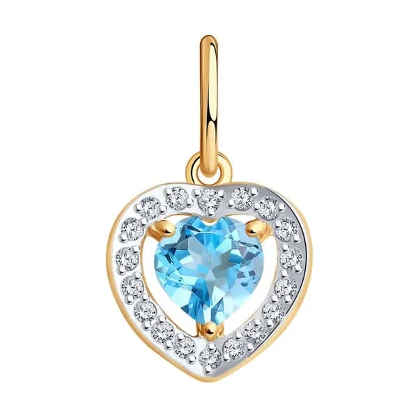 Золотая подвеска DIAMANT-ONLINE с топазом и фианитом 585 пробы