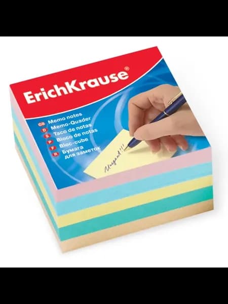 Блок для записей 9х9х5 см 4 цвета Erich Krause