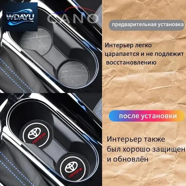 Toyota / Тойота резиновые противоскользящие подстаканники для автомобиля 2 шт. Прочный держатель чашки, антивибрационные коврики-подставки для напитков, фиксатор кружки в машину