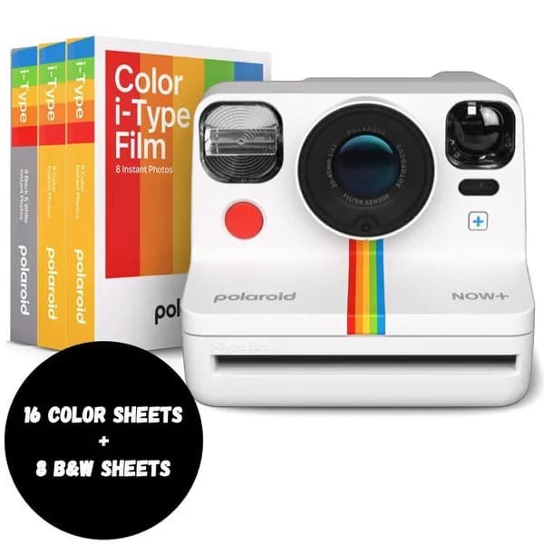 Фотоаппарат мгновенной печати Polaroid Now Plus (Now+), 5 объективов, 16 цветных пленок, 8 черно-белых пленок