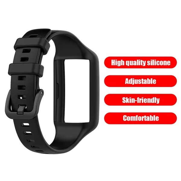 Силиконовый ремешок для Huawei Band 6 Pro, Huawei Band 6 и Honor Band 6, чёрный