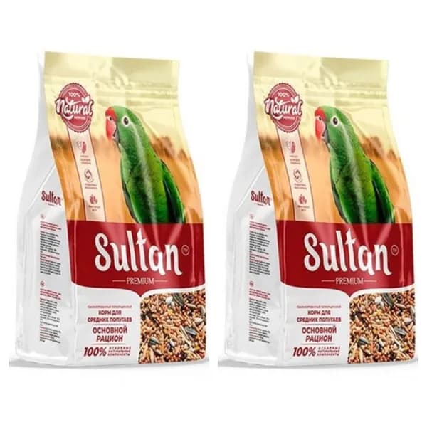 SULTAN PREMIUM полнорационный корм для средних попугаев ,400 г, 2 шт /