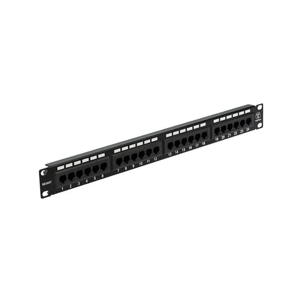 Rexant Патч-панель коммутационная 19", 1U, 24 порта, UTP, RJ-45, CAT 5e черная (04-0021)