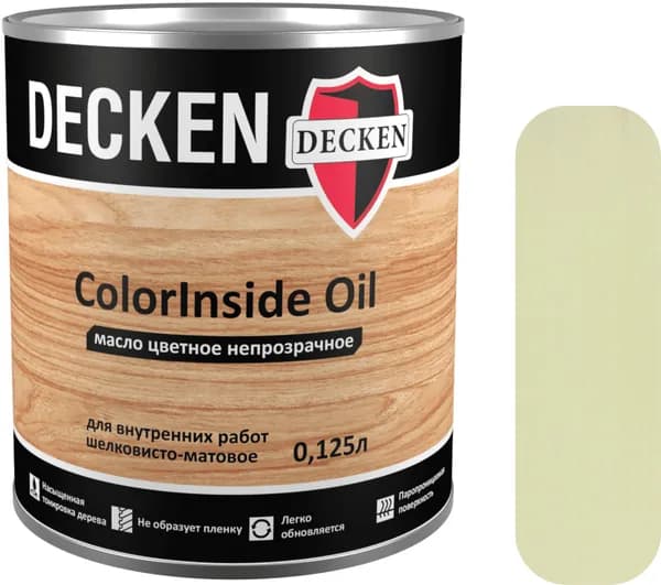Масло для дерева DECKEN ColorInsidе Oil, 0,12, SCANDI авокадо (TAIGA 1), цветное непрозрачное масло для интерьера