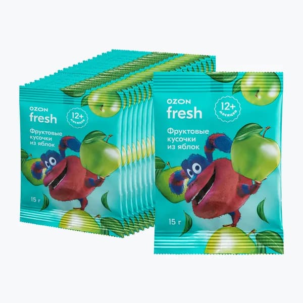 Фруктовые кусочки из яблока, 15 г х 20 шт, Ozon fresh