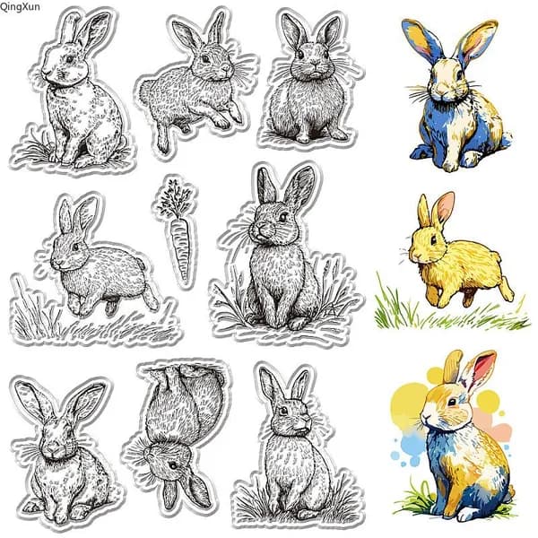 1 шт. Пластиковые штампы для скрапбукинга, фотоальбома, декоративные открытки, листы со штампами Кролик 160x110 мм