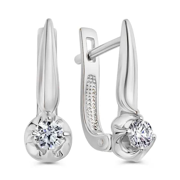 Серьги женские с бриллиантами из белого золота 585 пробы 585GOLD