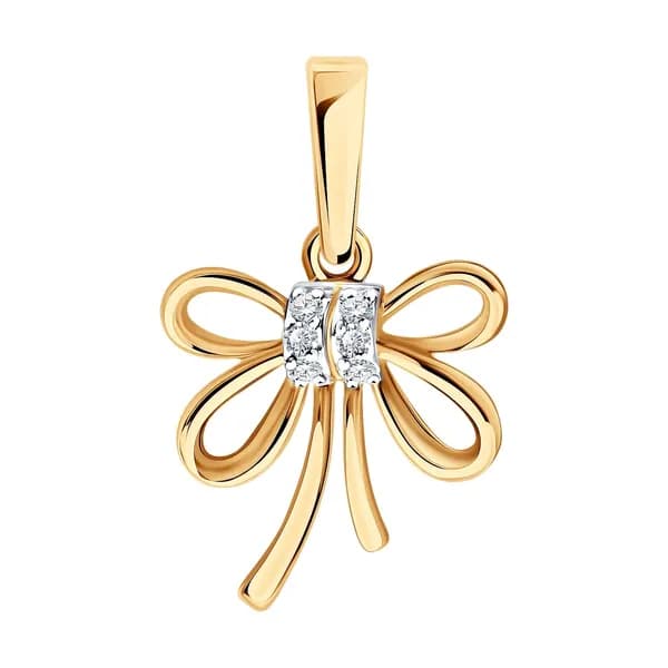 Золотая подвеска DIAMANT-ONLINE с фианитом 585 пробы