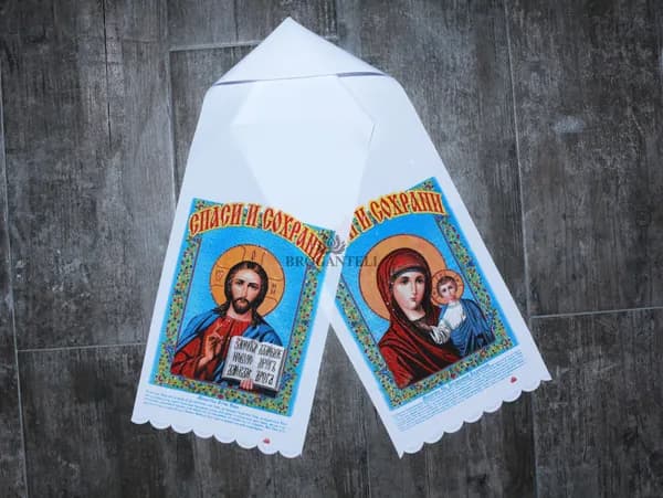 Рушник Божник православный с изображением ликами святых Иконы. Господь Вседержитель и Казанская Богоматерь