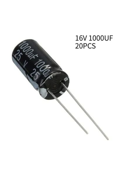 20PCS алюминиевый электролитический конденсатор 16V 1000UF для телевизора, ЖК-дисплея, радио, микроволновой печи, игры