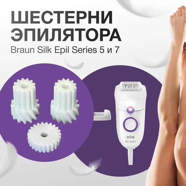 Шестерня для эпилятора, ремонтный комплект, сменная запчасть Braun Silk Epil Series 5 и 7 / Браун Силк Сириес, PETG-M пластик, белый, 1 шт