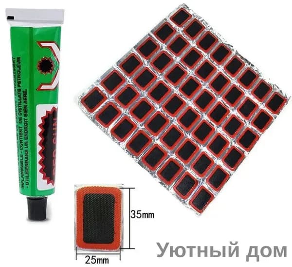 48-шт Заплатки для ремонта камер заплатки: 35х25мм-48 шт., клей 20 мл Резиновые латки для ремонта камер, шин и резиновых изделий велоаптечка shuoxishangmao