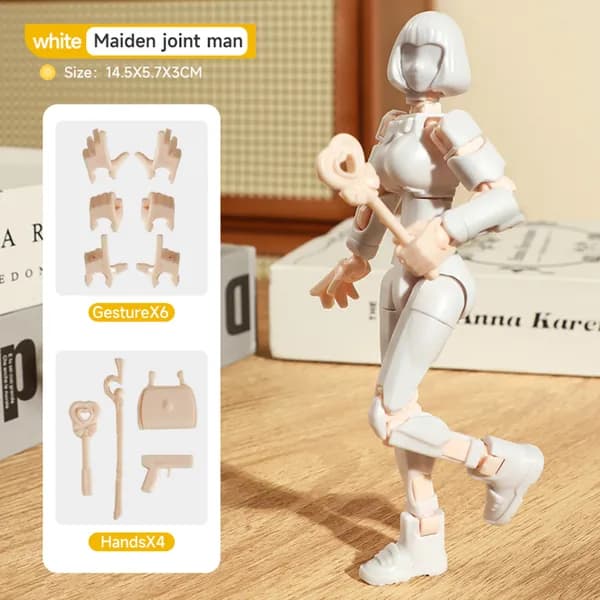 Сборная игрушка "Магическая девочка-воин", многосуставная, подвижная, 3D-печать, 14 см, белая, 1 шт.