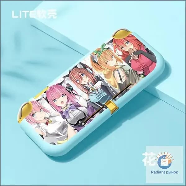 Защитный чехол полуобъемный для Nintendo Switch Lite: тематический дизайн с персонажами из Пятерых сестер (Gotoubun no Hanayome)