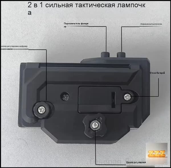 Тактический фонарь с лазерным целеуказателем (ЛЦУ) 2-в-1, пластиковый корпус, нижнее крепление для GLOCK, аксессуар для игрушечного / страйкбольного оружия, чёрный.