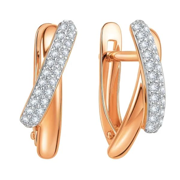 Серьги женские с бриллиантами из красного золота 585 пробы 585GOLD
