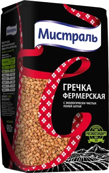Гречка Мистраль Фермерская, пропаренная, 900 г