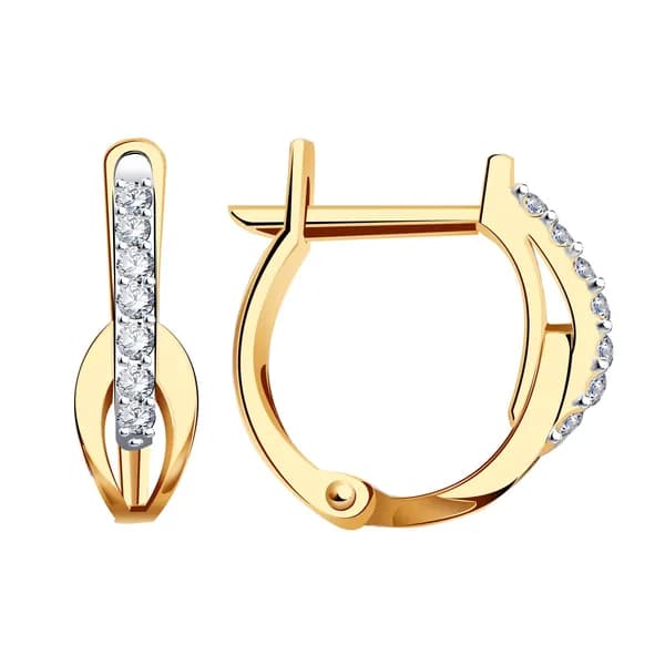 Золотые серьги DIAMANT-ONLINE с цирконием 585 пробы