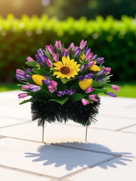 Ритуальная полянка с искусственными цветами