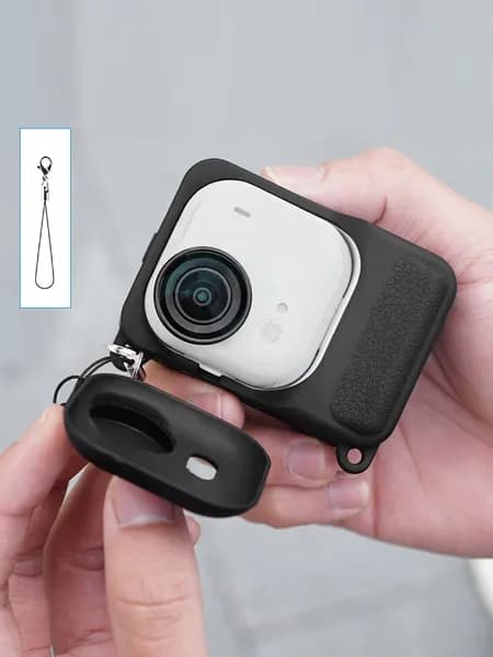 Силиконовый чехол для Insta360 GO Ultra, чёрный, с магнитом и защитой объектива