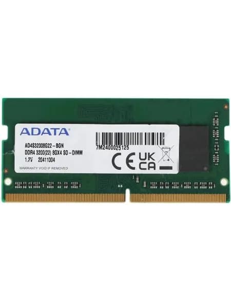 ADATA Оперативная память SODIMM ADATA AD4S32008G22-BGN DDR4, 3200 МГц, 1 x 8 ГБ (AD4S32008G22-BGN)