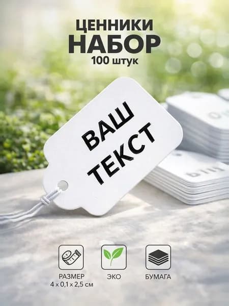 Ценники-бирки картонные для украшений 2,5х4 см, набор -100 шт., цвет белый
