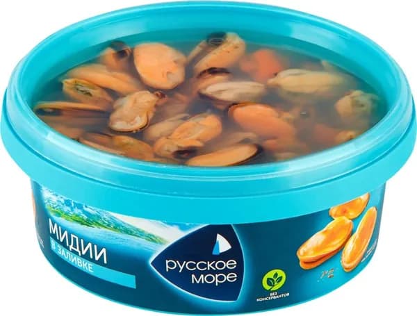 Мидии Чилийские РУССКОЕ МОРЕ мясо в заливке, 300г - 4 шт.