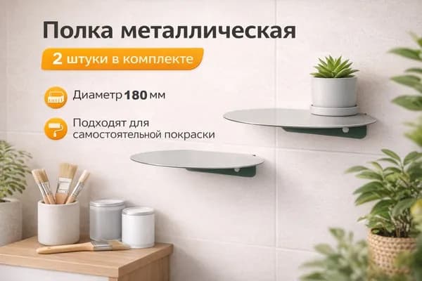 Полка настенная металлическая, круглая, диаметр 18 см, комплект 2 штуки