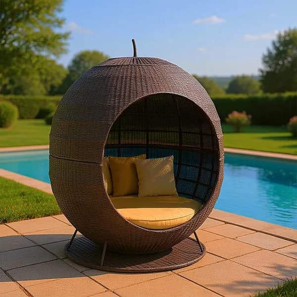 Диван садовый для дачи кокон Rattan grand Apple 170х170х220 см