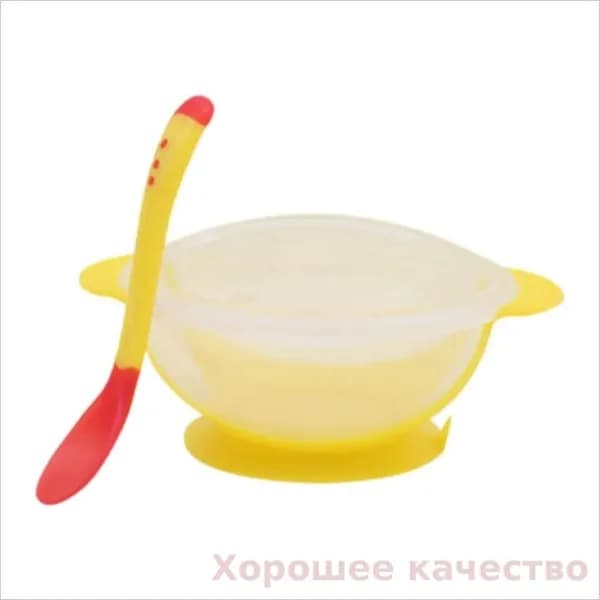 Силиконовая тарелка с присоской и ложка для малышей