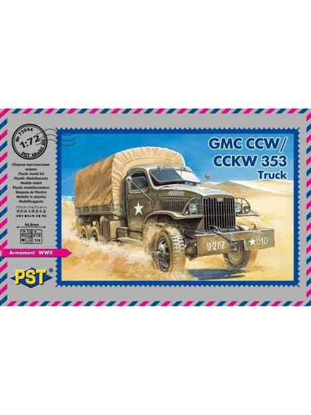 Сборная модель автомобиля. Грузовой автомобиль GMC CCW/CCKW 353. PST 72044, масштаб 1/72