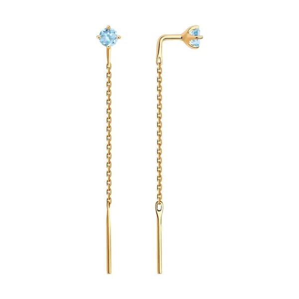 Diamant, Серьги из золота с топазами, 51-323-02805-1, декоративные, украшение из красного золота 585 пробы