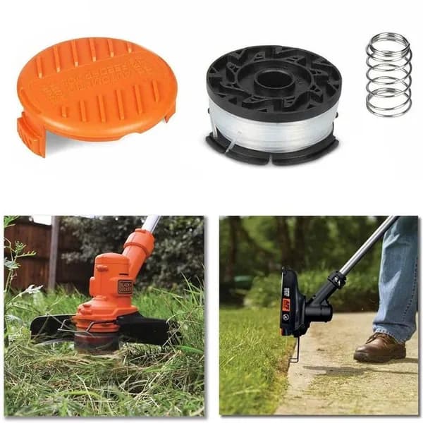 Катушка для косильной лески Black+Decker, комплект из 3 штук с колпачками и пружиной